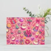 Zeichnend Weihnachtsmotive Rosa Karte (Stehend Vorderseite)