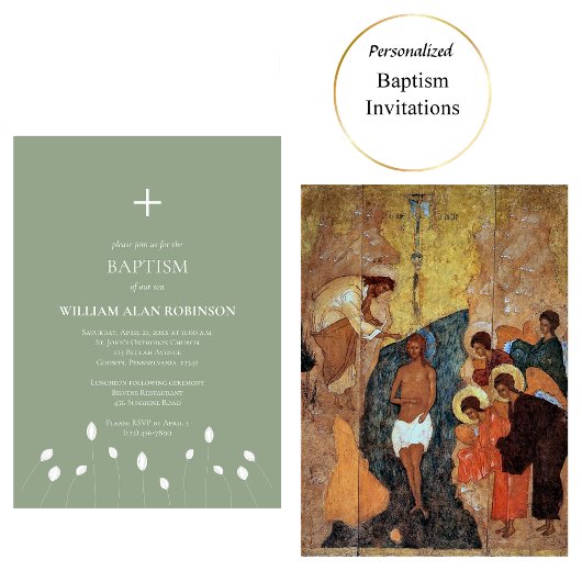 Zeichnend weiße Blume Orthodoxe Taufe Einladung