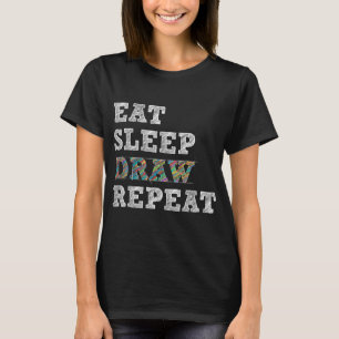Zeichnend Wiederholung des Kunstkünstlers, der Ski T-Shirt