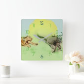 Zeichnend wilde Tiere, Uhr am Platz (Zuhause)