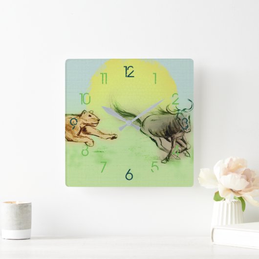 Zeichnend wilde Tiere, Uhr am Platz (Zuhause)