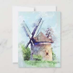 Zeichnend Windmühle Postkarte