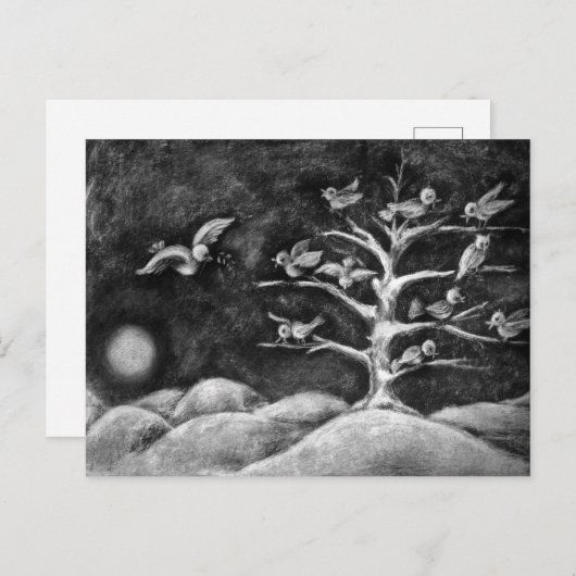 Zeichnend Wintervögel Postkarte (Vorne/Hinten)