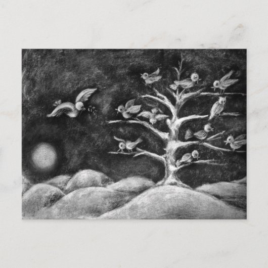 Zeichnend Wintervögel Postkarte (Vorderseite)