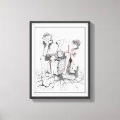 Zeichnend , zwei Clowns, die T.N.T. Leinwanddruck (Vorderseite)