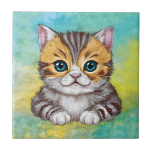 Zeichnende Katze Fliese