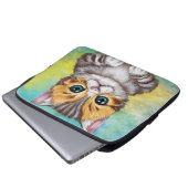 zeichnende Katze Laptopschutzhülle (Vorne Knopf)