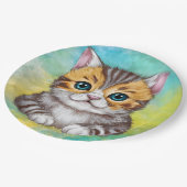 Zeichnende Katze Pappteller (Schrägansicht)