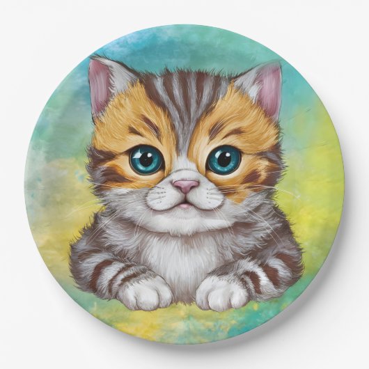 Zeichnende Katze Pappteller (Vorderseite)
