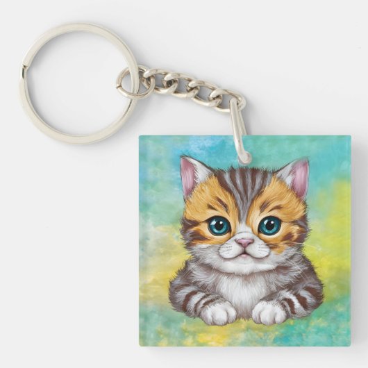 zeichnende Katze Schlüsselanhänger (Vorderseite)