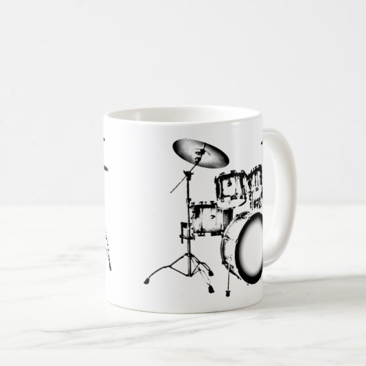 "Zeichnende " Trommeln Kaffeetasse (VorderseiteRechts)