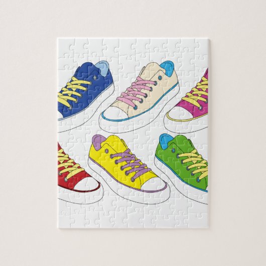 Zeichnende Turnschuhe, bunte laufende Schuhe Puzzle (Vertikal)