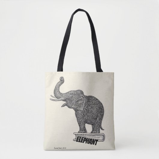 Zeichnender Schwarzweiss-Elefant, 1935 Tasche (Vorderseite)