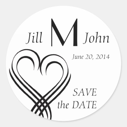 Zeichnet Monogrammnamen Save the Date Sticker (Vorderseite)