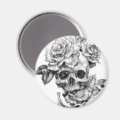 Zeichnete von Schädel und Rose Magnet (Vorderseite/Rückseite)