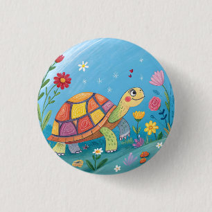 Zeichnung Baby-Schildkröte Button
