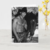 Zeichnung: Cowboy & Pferd Karte (Gelbe Blume)