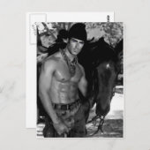 Zeichnung: Cowboy & Pferd Postkarte (Vorne/Hinten)