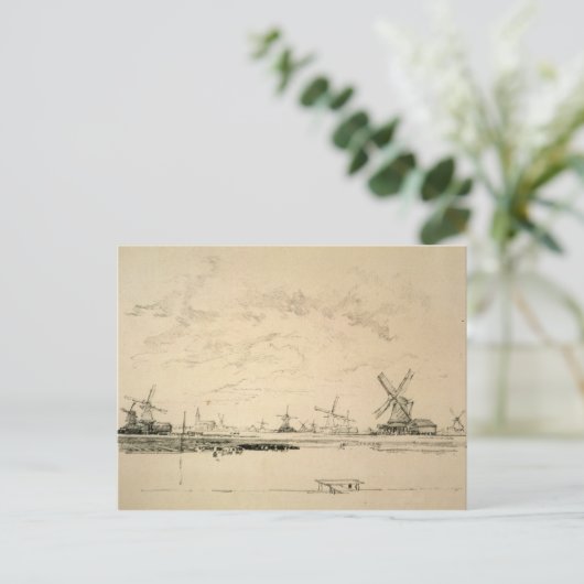 Zeichnung der Postkarten für Windmühlen (Stehend Vorderseite)