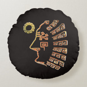 Zeichnung der Silhouette von Machu Picchu Rundes Kissen