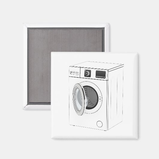 Zeichnung der Waschmaschine Magnet (Vorderseite/Rückseite)