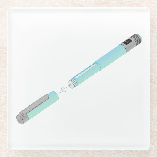 Zeichnung des Insulinpens Glasuntersetzer (Vorderseite)