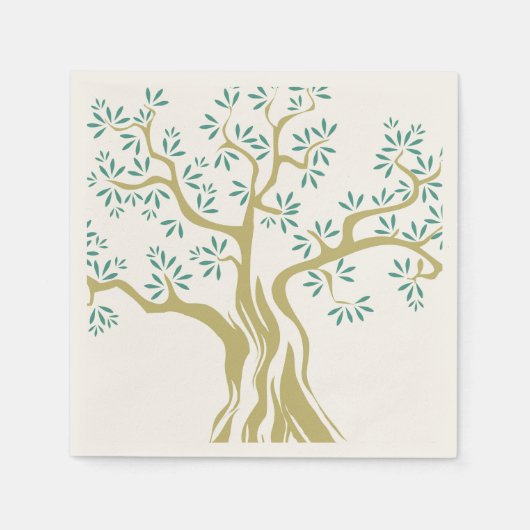 Zeichnung des Olivenbaums Serviette (Vorderseite)