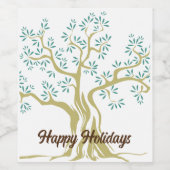 Zeichnung des Olivenbaums Weinetikett (Einzelnes Label)