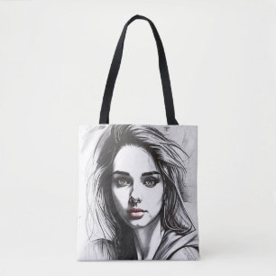 Zeichnung des Porträts einer Frau Tasche