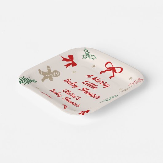 Zeichnung einer fröhlichen kleinen Weihnachts-Baby Pappteller (Gewinkelt)