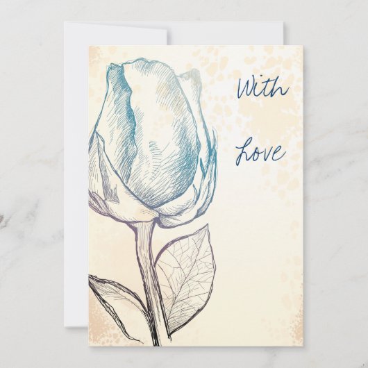 Zeichnung einer Rose Einladung (Vorderseite)