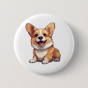 Zeichnung eines Cartoon-Hundes Button