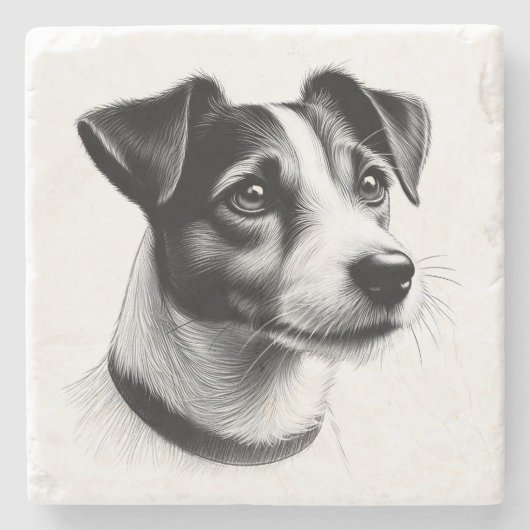 Zeichnung eines Jack Russell Terriers Steinuntersetzer (Vorderseite)