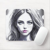 Zeichnung eines jungen Mädchens Mousepad (Mit Mouse)