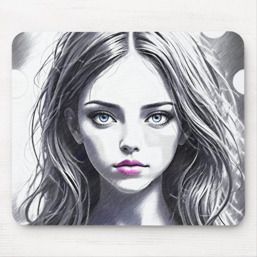 Zeichnung eines jungen Mädchens Mousepad (Vorne)