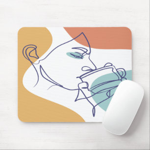 Zeichnung eines Line-Art-Plakats einer Frau, die K Mousepad