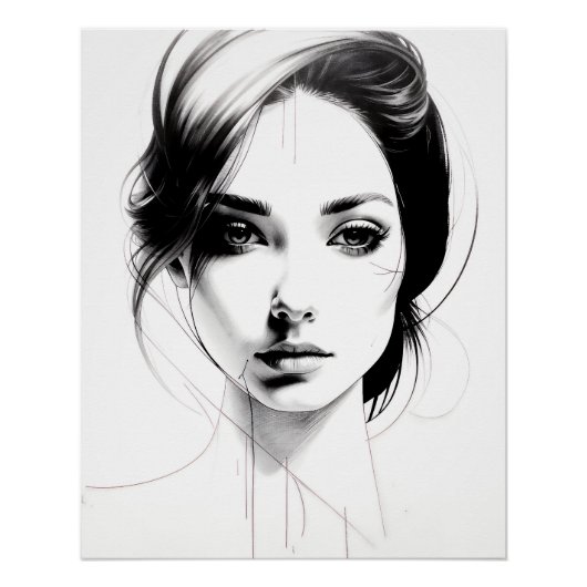 Zeichnung eines Mädchens Poster (Vorderseite)
