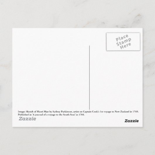 Zeichnung eines Maori-Mannes, c. 1769 Postkarte (Rückseite)