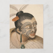 Zeichnung eines Maori-Mannes, c. 1769 Postkarte (Vorderseite)