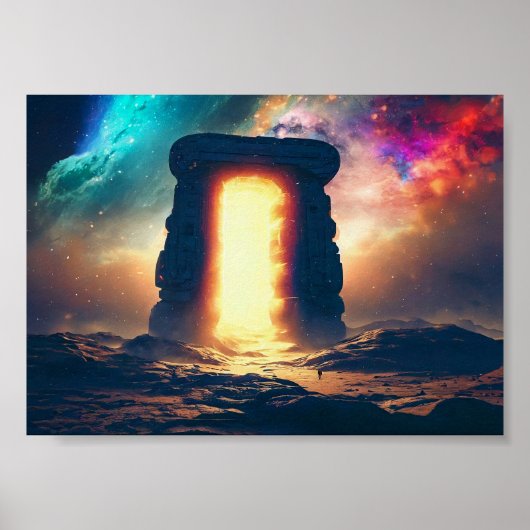 Zeichnung eines Portals im Weltraum Poster (Vorne)