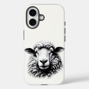 Zeichnung eines Schafskopfes iPhone 16 Hülle