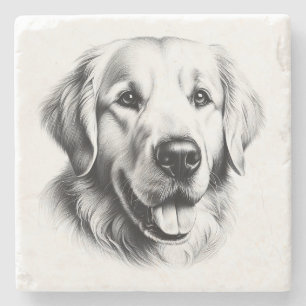 Zeichnung Golden Retriever Steinuntersetzer
