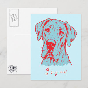 Zeichnung Great Dane Portrait Postkarte
