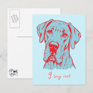 Zeichnung Great Dane Portrait Postkarte