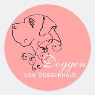 Zeichnung Große Däne Kopf Runder Aufkleber