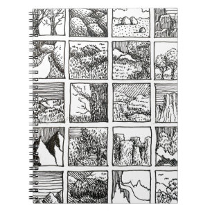 Zeichnung mit Feder und Tinte Landschaft Quadrate Notizblock
