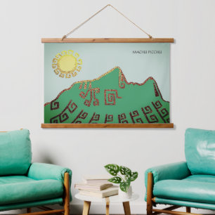 Zeichnung von Machu_Picchu Cusco Peru Poster Hänge Wandteppich Mit Holzrahmen