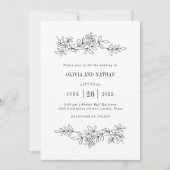 Zeichnungen der schwarzen und weißen Botanischen L Einladung (Vorderseite)