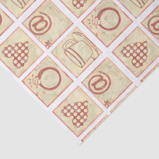 Zeichnungen des Herzens und des Ringholzes Seidenpapier (Ausschnitt)