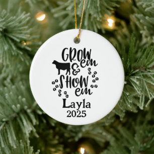 Zeige Färse 4H Weihnachtsbaumanhänger Keramik Ornament